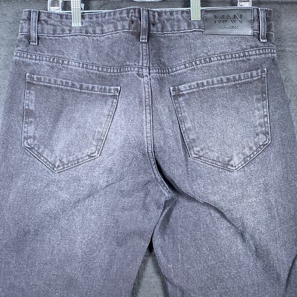 Boohoo Man Mens Jeans Black Button Fly Destroyed Bikercore 100% Cotton 36x33 - Picture 12 of 15